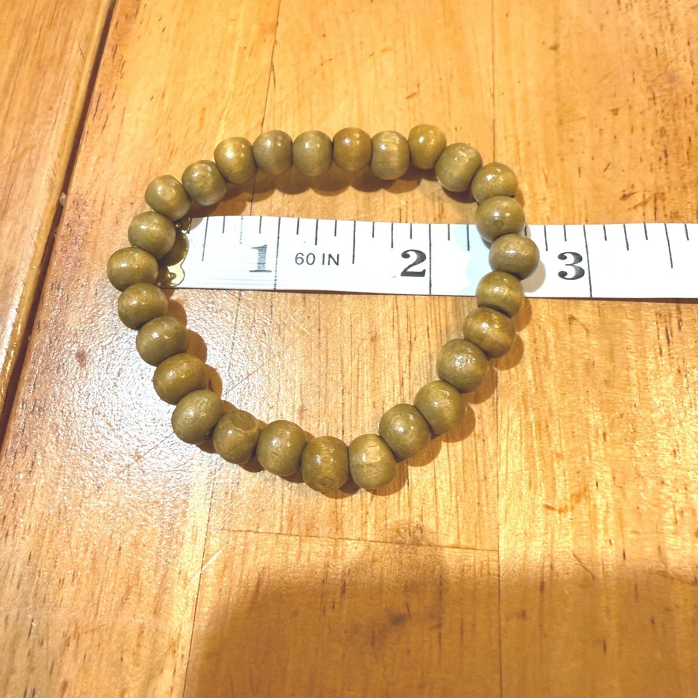 Handmade Olive Wood Bead Stretch Bracelet Natural Earthy Boho Unisex 8mm Beads
